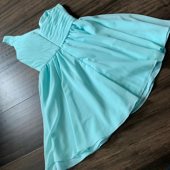 MORI LEE BY MADELINE GARDNER - light aqua / Tiffany blue mini bridesmaid dress - Picture 10 of 16
